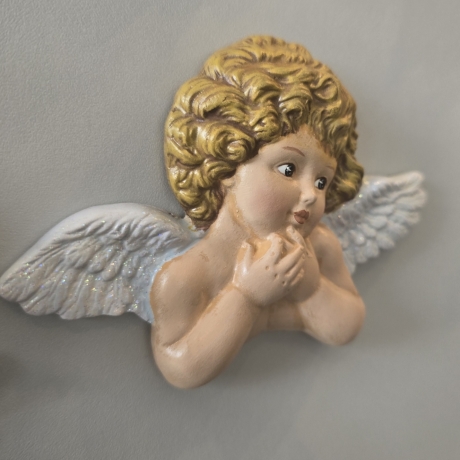 Schutzengel aus Keramik - Engelskopf 8 - Wanddekoration -