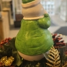 Keramik Schneemann mit Teddy - Weihnachtsdekoration -