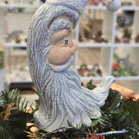 Weihnachtsmann - Halbmond - Keramikfigur - Weihnachtsdekoration