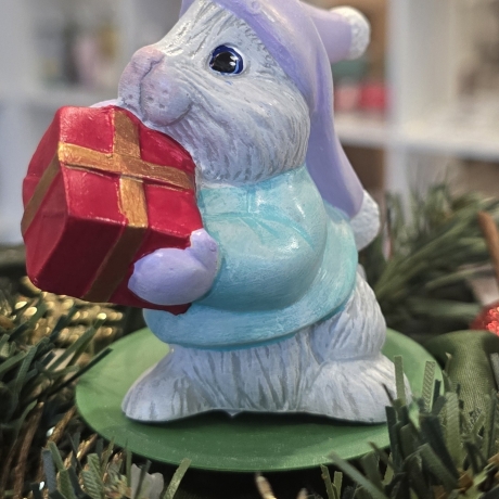 Weihnachtshasen - 2er Set - Keramikfigur -