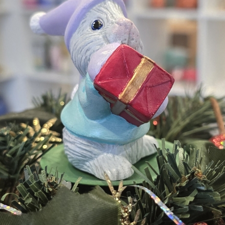 Weihnachtshasen - 2er Set - Keramikfigur -