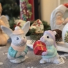 Weihnachtshasen - 2er Set - Keramikfigur -