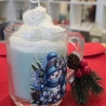 Duftkerze im Glas - Schneemann - Winterduft - Handverziert -