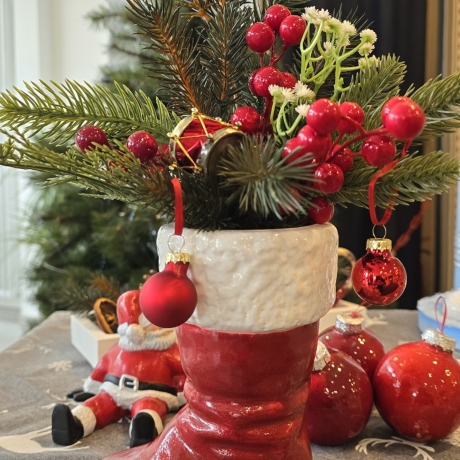 Nikolausstiefel aus Keramik - Vase - Weihnachtsmannstiefel