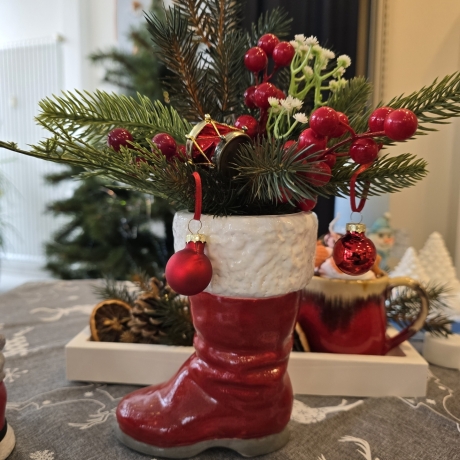 Nikolausstiefel aus Keramik - Vase - Weihnachtsmannstiefel