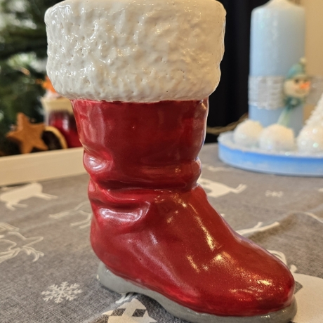 Nikolausstiefel aus Keramik - Vase - Weihnachtsmannstiefel