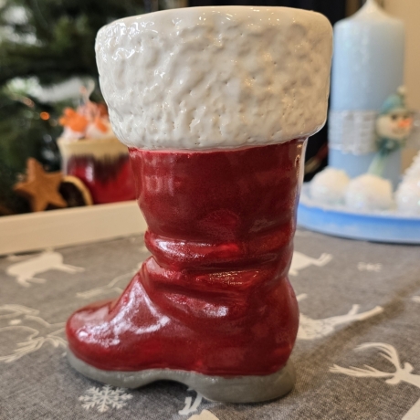 Nikolausstiefel aus Keramik - Vase - Weihnachtsmannstiefel