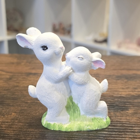 Oster Deko - Osterhase mit Baby - Kaninchen -