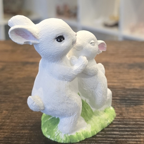 Oster Deko - Osterhase mit Baby - Kaninchen -