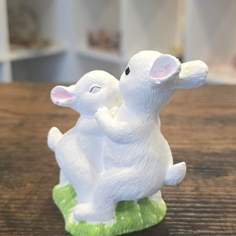 Oster Deko - Osterhase mit Baby - Kaninchen -