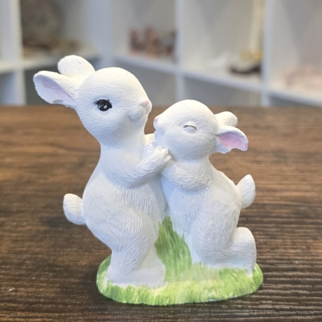 Oster Deko - Osterhase mit Baby - Kaninchen -
