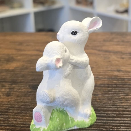 Oster Deko - Osterhase mit Baby - Kaninchen -