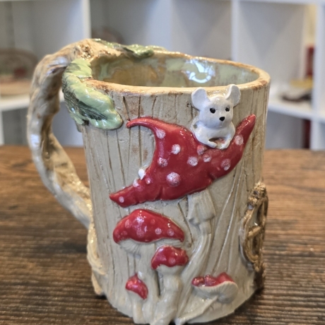 Keramik Becher - Pilze Maus Schnecke Baumhaus - Handgeformt