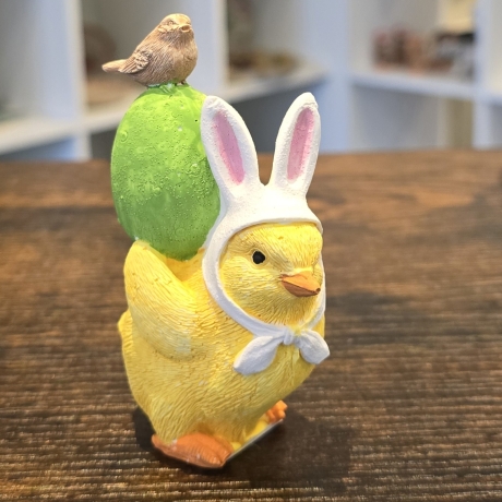 Osterküken mit Osterei und Vogel - Deko Figur - Ostern -