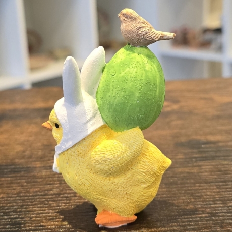 Osterküken mit Osterei und Vogel - Deko Figur - Ostern -