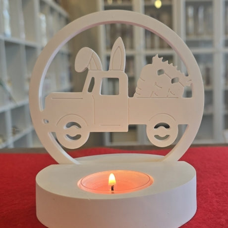 Einschieber für Teelichthalter - Hasenmobil - Osterdekoration