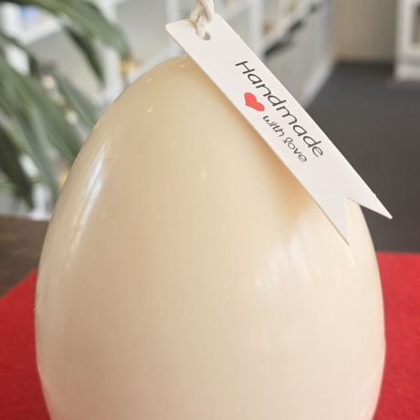 Osterkerze XL - Osterei - Weiss - Rapswachs -