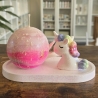 4-Teiliges Set - Bunt und glitzernd - Kerze Regenbogen Einhorn