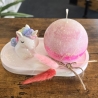 4-Teiliges Set - Bunt und glitzernd - Kerze Regenbogen Einhorn