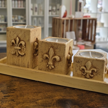4-teiliges Teelichthalter-Set - Handbemalt -