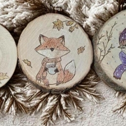 Baumscheiben Set Herbst- und Winterfreunde–handgebrannte Holzdeko Baumscheiben Set Herbst- und Winterfreunde–handgebrannte Holzdeko