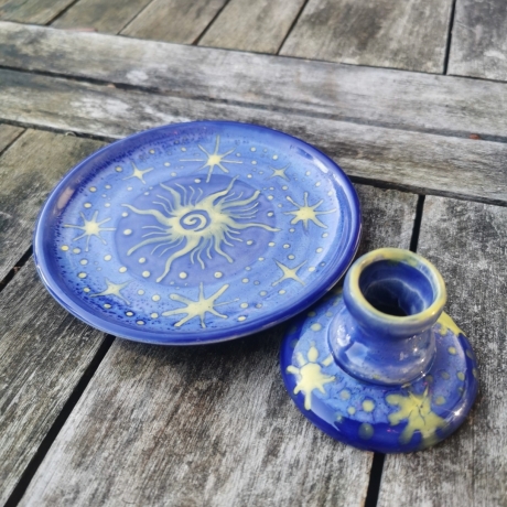2er Set Tellerchen & Kerzenständer : tief verträumt& sternenklar 
