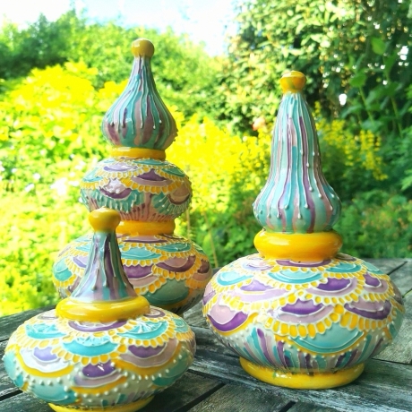 Tonskulpturen, Türmchen für Haus und Garten, Gartensteelenn