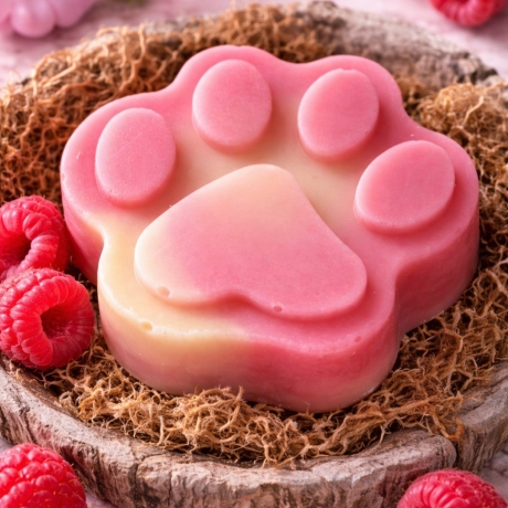 Süße vegane Duschseife „Himbeerpfötchen