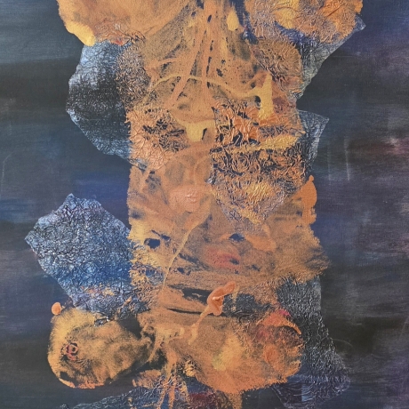 Acrylbild Orangefarbene Maus im Blauen Nebel