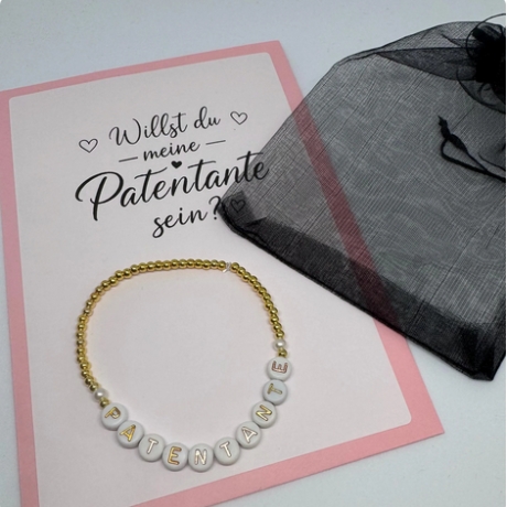 Patentante Armband mit Umschlag – Handgemacht Taufpate Taufpatin