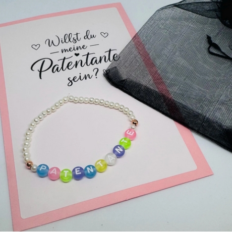 Patentante Armband mit Umschlag – Handgemacht Taufpate Taufpatin