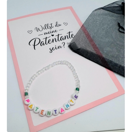 Patentante Armband mit Umschlag – Handgemacht Taufpate Taufpatin