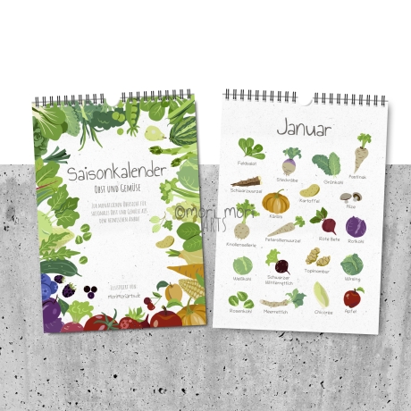 Saisonkalender Obst und Gemüse aus Deutschland, Küchenkalender A4