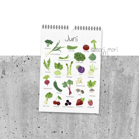 Saisonkalender Obst und Gemüse aus Deutschland, Küchenkalender A4