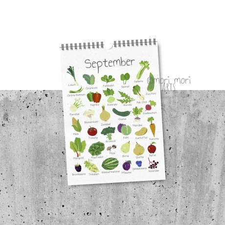 Saisonkalender Obst und Gemüse aus Deutschland, Küchenkalender A4