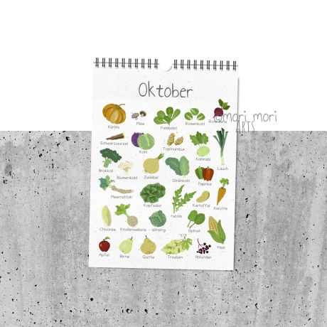 Saisonkalender Obst und Gemüse aus Deutschland, Küchenkalender A4