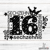 Zahl Sechzehn Plotterdatei SVG DXF