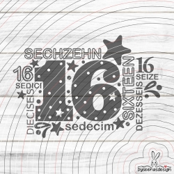 Sechzehn Plotterdatei SVG DXF