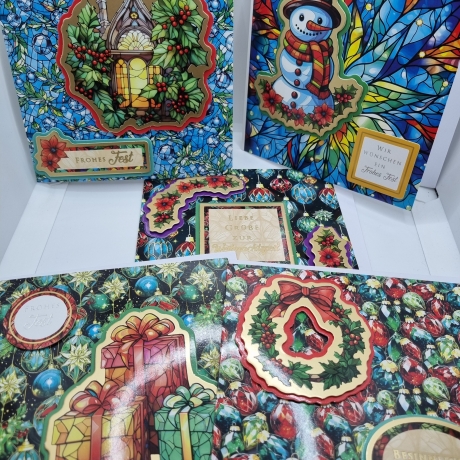 5 er Set Weihnachts Grußkarten handgefertigt 15x15 cm
