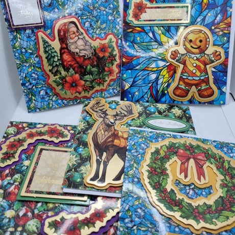 5 er Set Weihnachts Grußkarten handgefertigt 15x15 cm