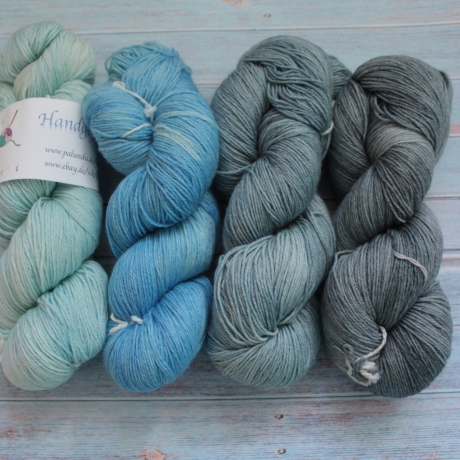 Handgefärbte plastikfreie Merino-Bambus-Baumwolle Forest Set 19/2