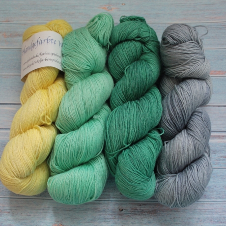 Handgefärbte plastikfreie Merino-Bambus-Baumwolle Forest Set 19/3