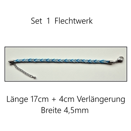 Set 1 Flechtwerk Armband, Textilschmuck, blau, 17+4cm V. für sie