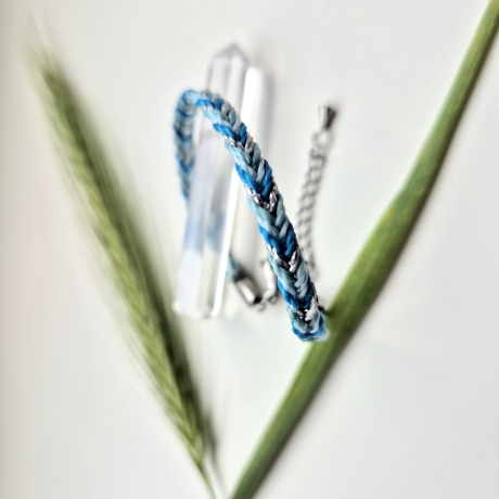 Set 1 Flechtwerk Armband, Textilschmuck, blau, 17+4cm V. für sie
