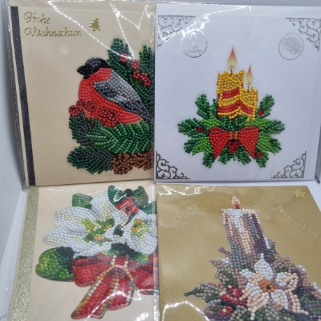4 er Set Weihnachts Grußkarten Daimond Painting 5 Stück 16x16 cm