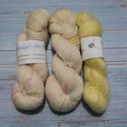 Handgefärbte Wolle Merino-Kaschmir und Mohair-Seide Set 20/22 Handgefärbte Wolle Merino-Kaschmir und Mohair-Seide Set 20/22