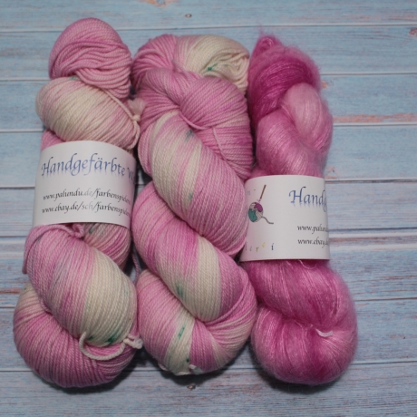 Handgefärbte Wolle Merino-Kaschmir und Mohair-Seide Set 20/23