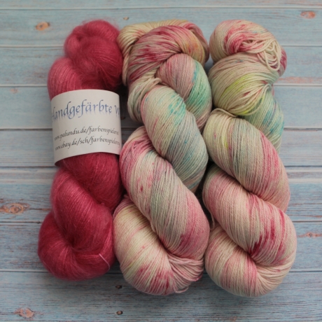 Handgefärbte Merino-Seide-Ramie und Mohair-Seide Set 20/33