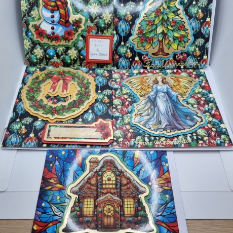 5 er Set Weihnachts Grußkarten handgefertigt 15x15 cm