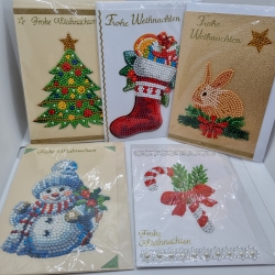 5 er Set Weihnachts Grußkarten Daimond Painting 5 X B6